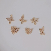 新款 14K包金镀真金保色蝴蝶系列双环锆石链接配件diy耳环饰品配件