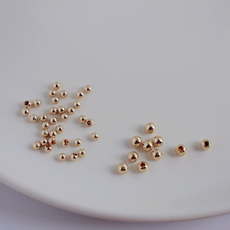 14K包金镀金保色半孔珠3/4mm手镯收尾堵头diy手工串珠手镯配件
