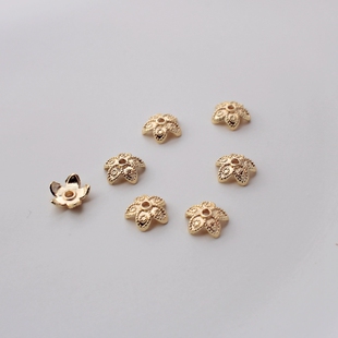 14K包金镀金保色花托花帽diy手工自制串珠手链耳环配饰材料配件