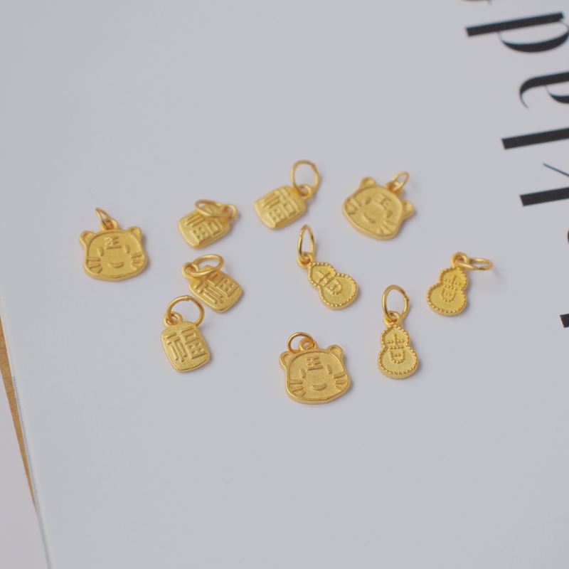 银镀金小挂饰福字牌吉葫芦虎头牌