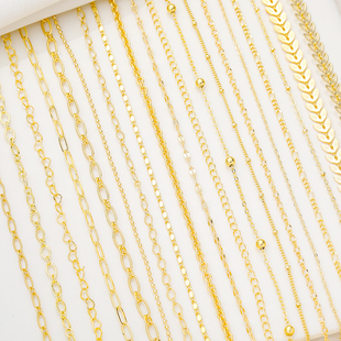 包金保色链条镀真金手链散链配件手工diy饰品材料手串项链散链