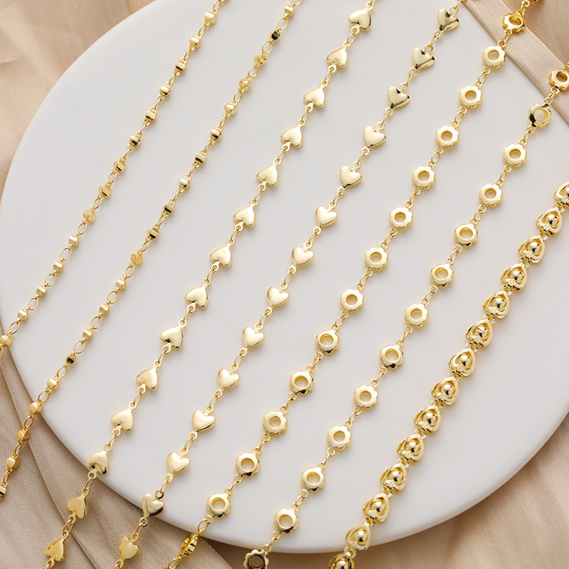 14K包金镀金保色韩国进口手工链子diy饰品配件爱心桃心链散链条,饰品/流行首饰/时尚饰品新,链条,淘宝优惠券,粉丝福利购,淘宝优惠卷