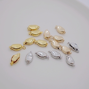 14K18K包金镀白金保色元 宝扣插扣diy手工饰品配件手链项链连接扣