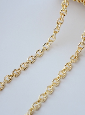 14K包金镀金保色批花粗链条开口链子宽约5mmdiy自制手链项链材料