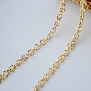 14K包金镀金保色批花粗链条开口链子宽约5mmdiy自制手链项链材料