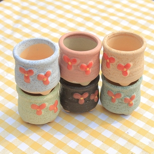 多肉花盆拇指盆迷你陶瓷圆形控型盆糖果色韩式小清新盆栽花卉桌面