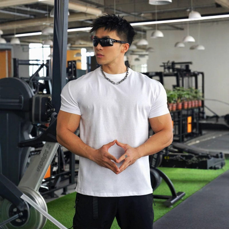 肌肉健身T恤男夏季运动短袖纯色