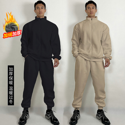 运动套装加绒加厚健身卫衣+裤子