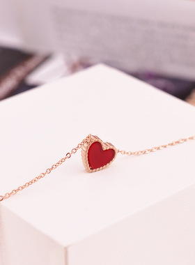 爱心手链耳钉女生ins小众钛钢