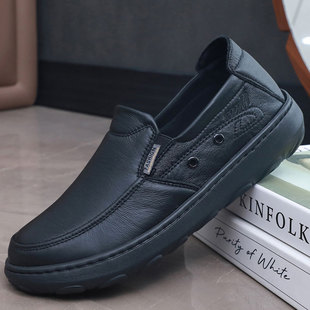 春秋季老北京布鞋男鞋超轻底黑色商务休闲鞋防水布防滑仿皮布鞋子