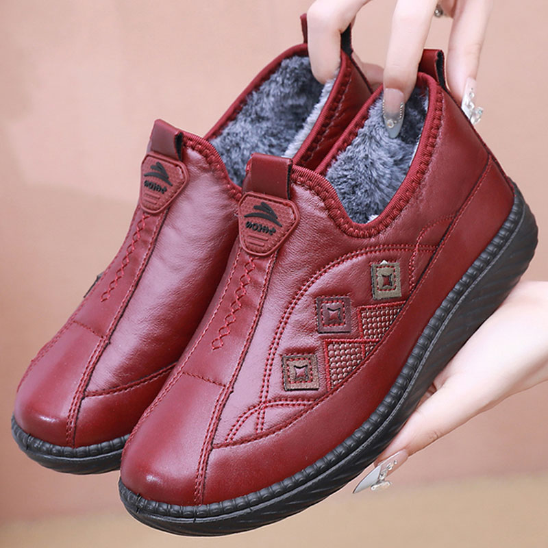 冬季老北京布鞋女棉鞋加绒低帮妈妈鞋防水防滑保暖中老年人二棉鞋