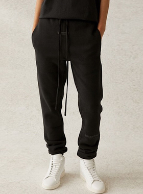 宁波原厂FOG复线ESSENTIALS长裤男黑色加绒休闲美式束脚字母印花