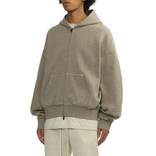 FOG25SP金属色印花ESSENTIALS拉链卫衣美式 宽松男女情侣外套秋冬