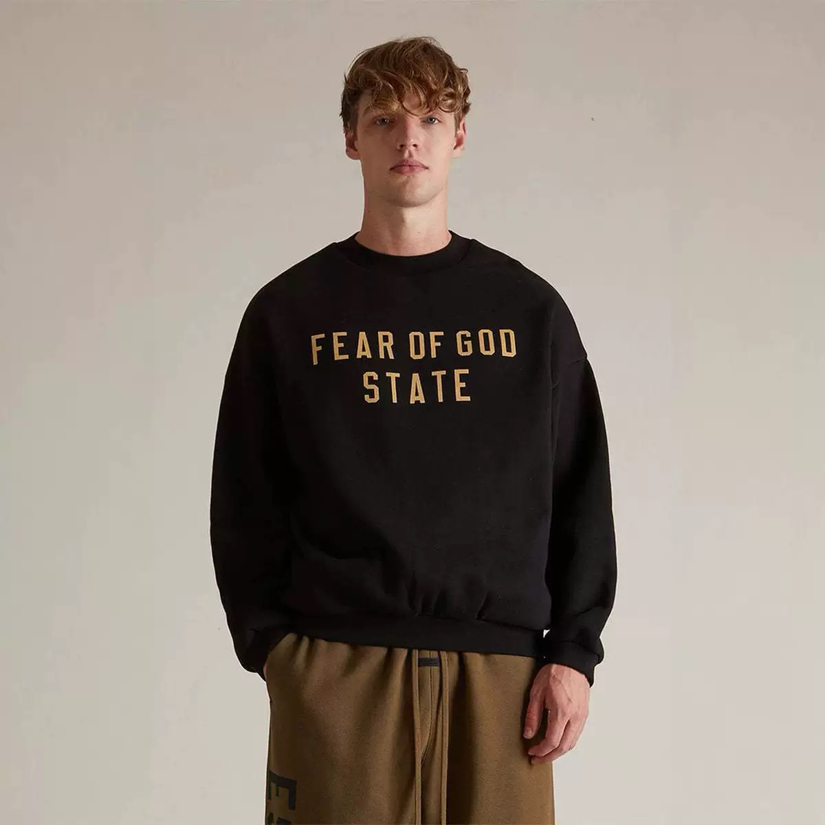 ESSENTIALS宁波FOG圆领卫衣2024FW拔印重磅480克男女加绒美式街头