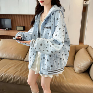 韩系秋冬季外套女长袖开衫卫衣2026新款初中学生女大童上衣棒球服