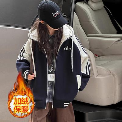 加绒连帽棒球服夹克上衣
