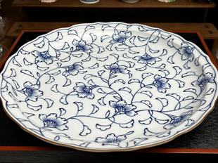 日瓷橘吉实用器釉下彩菜盘、果盘、赏盘,全新带原纸盒。