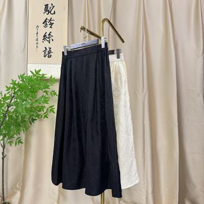 【如意宝相-花萝半裙】新中式 缎面 通体花萝松紧腰半身裙