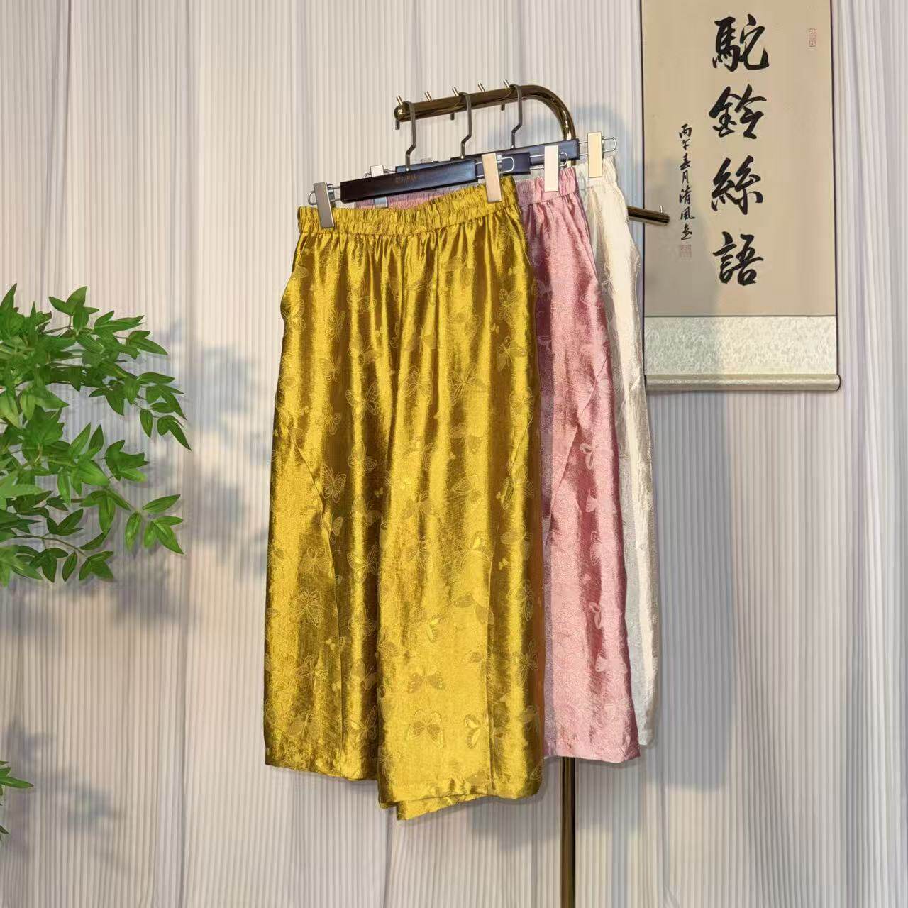 【清禾-直筒裤】新中式国风 提花花萝  浮光锦八分直筒裤