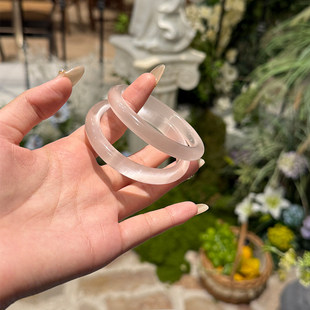天然猫眼石镯子冰透高冰种琉璃白月光手镯高级送闺蜜女友生日礼物