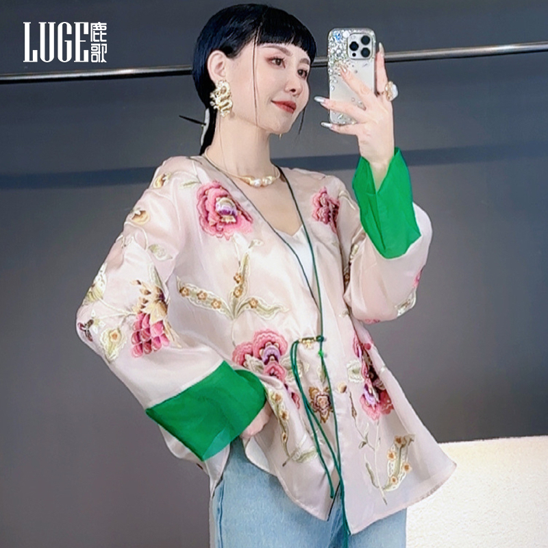 重工刺绣新中式国风真丝外套女