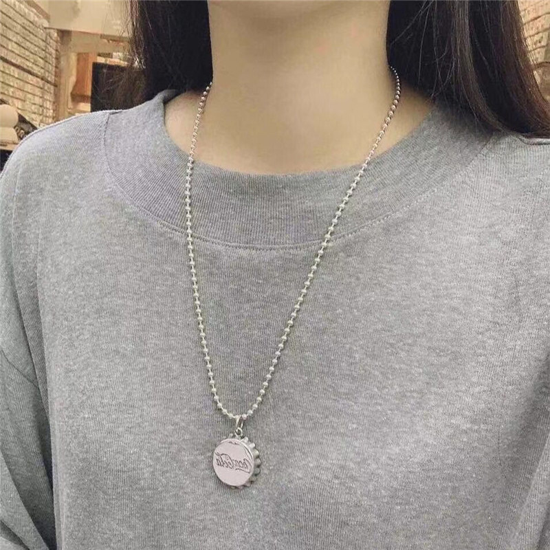 牌克罗潮牌925纯银心瓶盖吊坠情侣项坠男女可乐瓶易拉罐复古挂坠