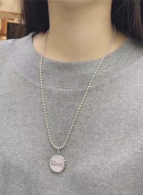 牌克罗潮牌925纯银心瓶盖吊坠情侣项坠男女可乐瓶易拉罐复古挂坠