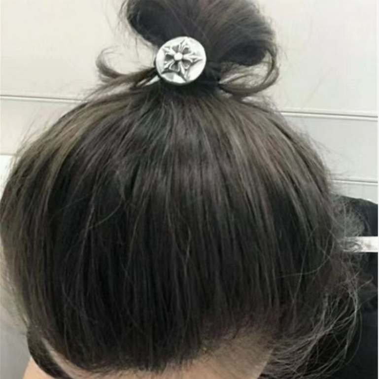 牌克罗925纯银潮牌五角星CH头绳复古发绳发饰心手绳发夹发箍头饰