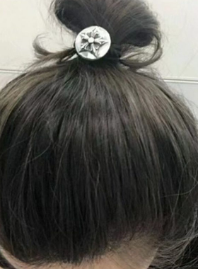 牌克罗925纯银潮牌五角星CH头绳复古发绳发饰心手绳发夹发箍头饰