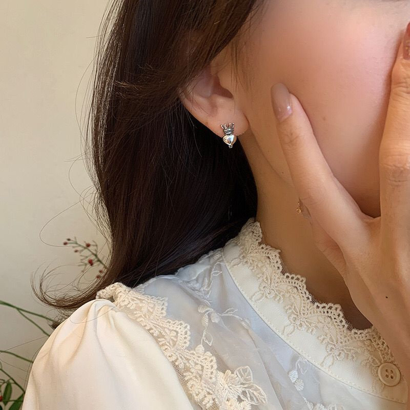 牌克罗925纯银潮流耳圈心GD耳钉耳饰皇冠耳环男女爱心十字架耳坠