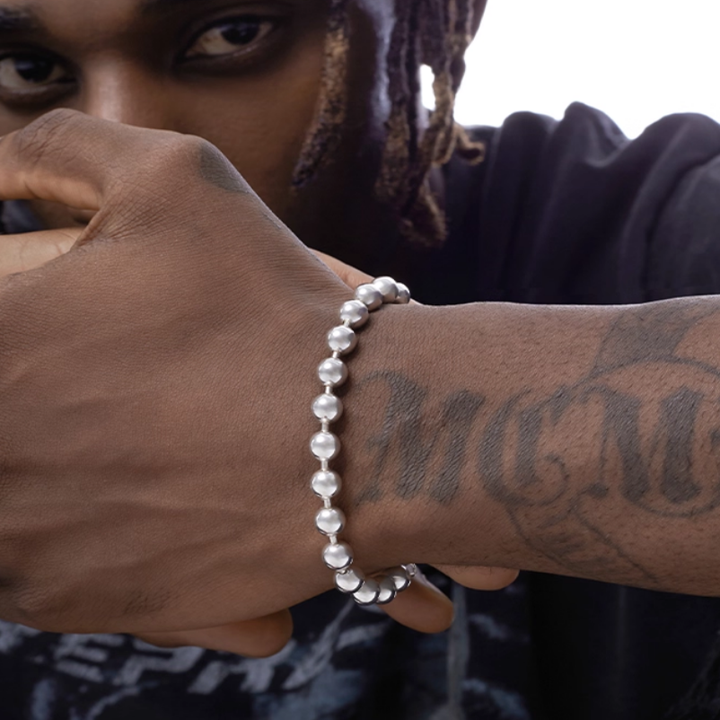 牌克罗925纯银欧美潮流手链男女款十字架手带男女手镯手环