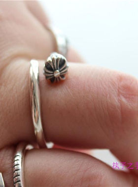 牌克罗饰品潮牌实心尾戒个性钉子男女十字架尾指戒指925纯银指环