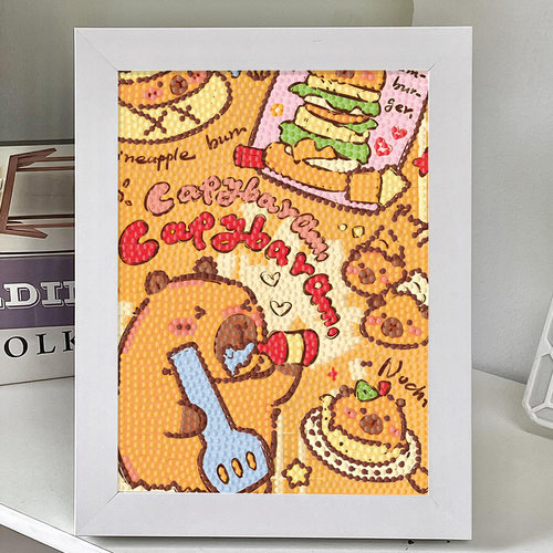 新款卡皮巴拉钻石贴画儿童手工diy材料包点钻粘贴画