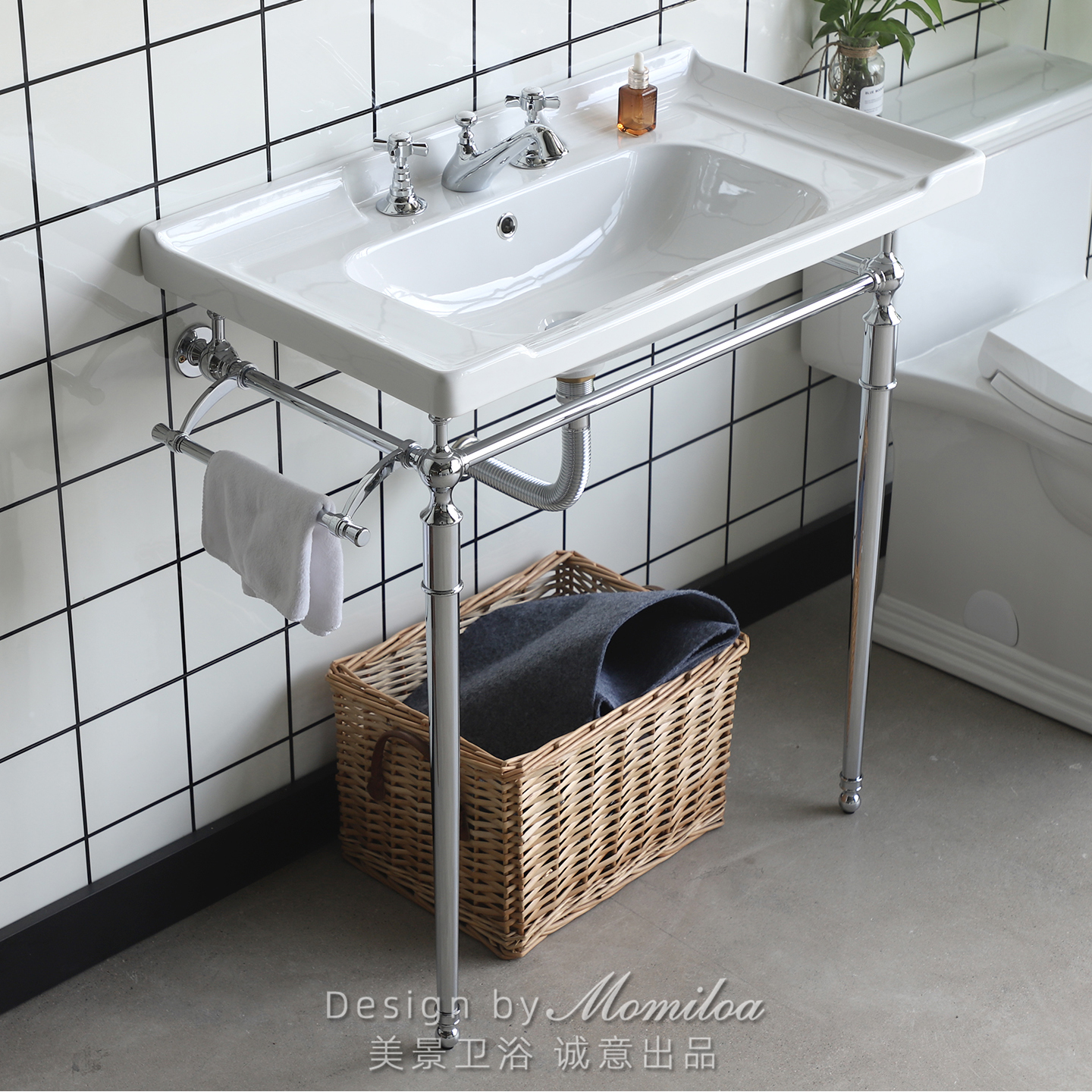 美景复古卫生间落地洗手盆