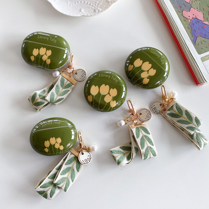 适用华为freebuds5i保护套6i郁金香4e绿色freebudspro3无线蓝牙耳机壳se2防摔4i硬壳pro2+至臻版