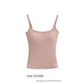 辣妹纯欲内搭粉色吊带背心夏带胸垫露背性感文胸一体打底外穿上衣