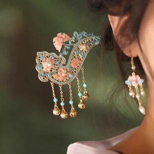 一饰新娘古风汉服头饰烧蓝发簪宋制步摇流苏铃铛超仙宫廷风发饰女