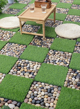 户外阳台石头拼接地板花园庭院露台悬浮草坪地面铺设塑木地板自铺
