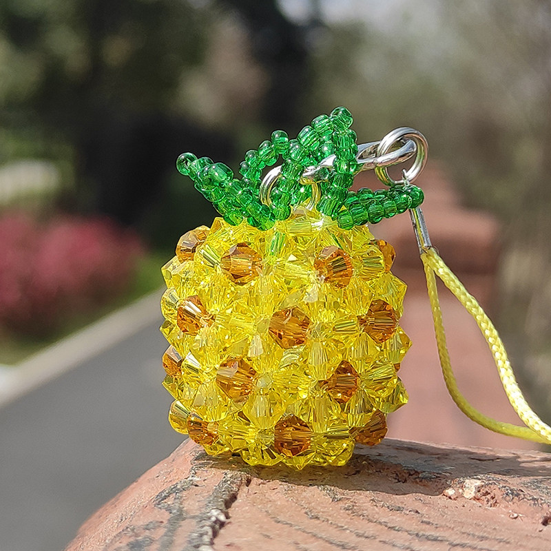 手工串珠水晶包包挂件编织菱形珠菠萝成品书包吊饰创意礼品可定制