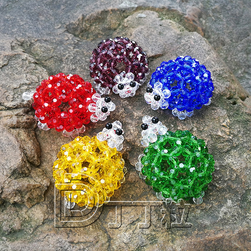 丁丁粒水晶彩虹色小乌龟桌面摆设纯手工串珠成品编织玻璃珠子摆件