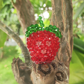 丁丁粒水晶苹果摆件手工串珠成品桌面小摆设编织红色水果造型订做