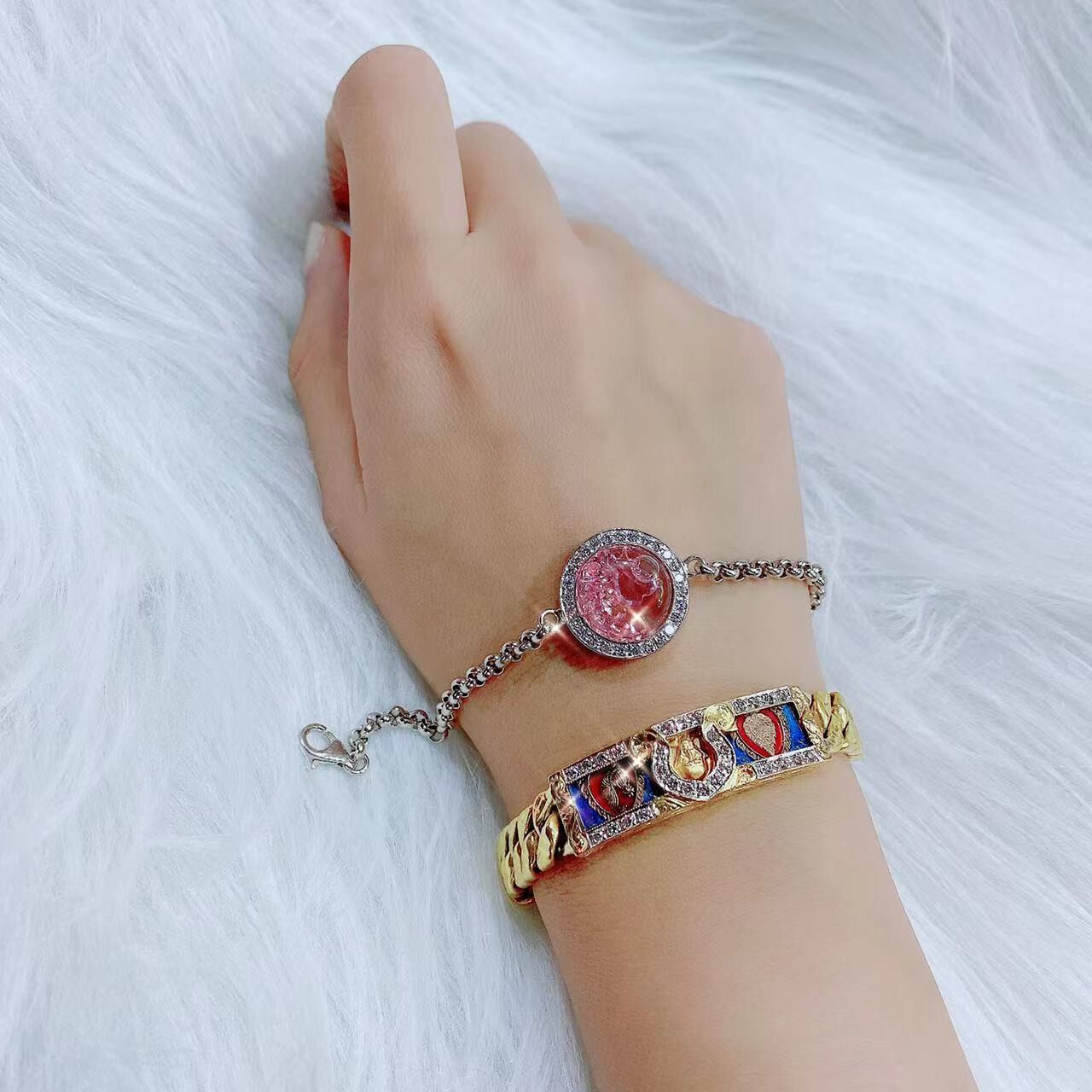 锌合金手链 宋玉 心水手链 粉色 紫色  jm425