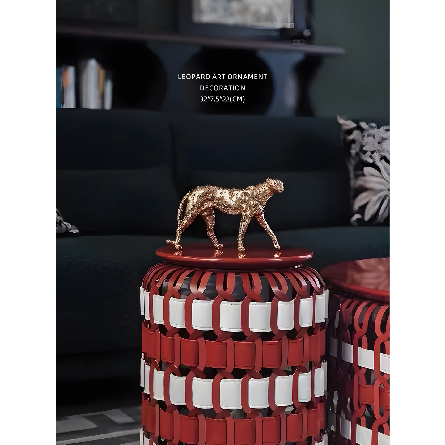 金豹子客厅沙发边几装饰摆件