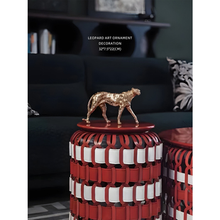 迷屿家居书桌金豹子客厅沙发边几桌面轻奢艺术乔迁礼装饰玄关摆件