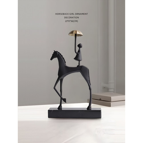金属马背女孩打伞酒柜装饰品摆件