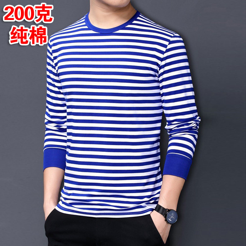 条纹梅花海魂衫长袖t聚会服男士