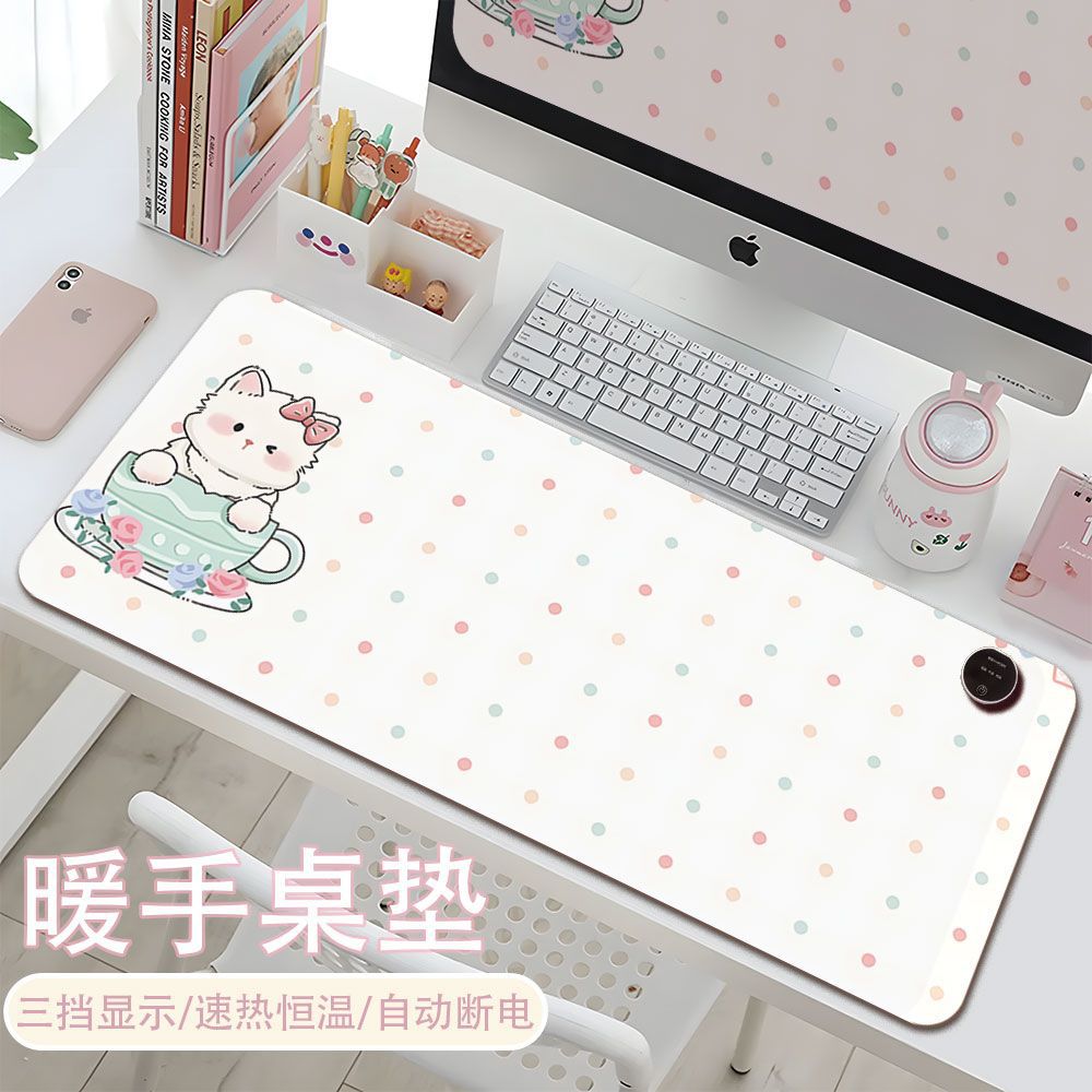樱桃小咪加热鼠标垫键盘垫办桌垫加热垫定制