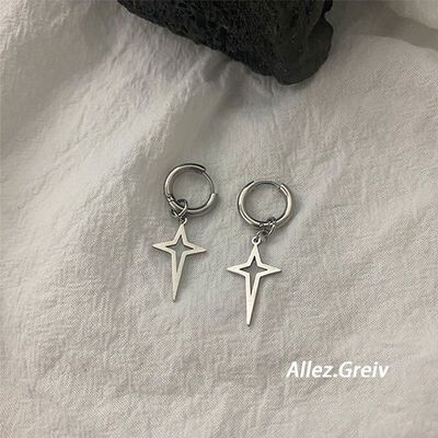 几何星星耳环男士钛钢单只创意潮人耳钉潮流个性男款耳