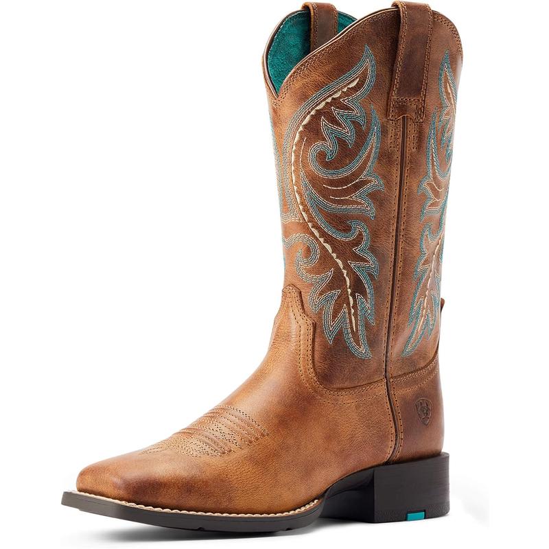 代购ARIAT女士牛仔靴舒适缓震透气软底4LR技术方头后拉链