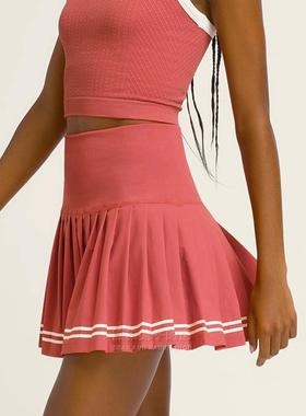 代购新品wilson MIDTOWN威尔胜女子网球裙粉色百褶裙半裙带安全